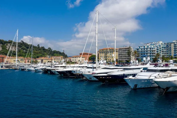 Beau Cliché Des Bateaux Garés Dans Célèbre Port Nice France — Photo