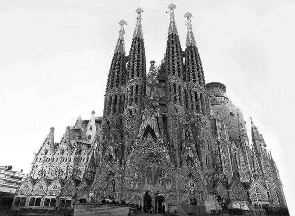 Low Angle Grayscale Shot Expiatory Temple Holy Family Barcelona Spain — ストック写真