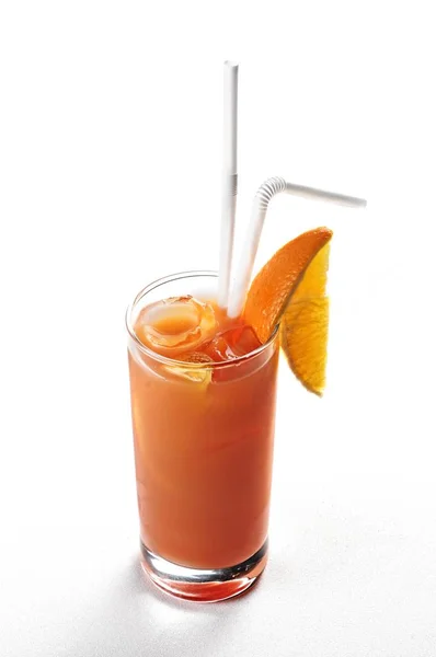 Tiro Vertical Isolado Suco Laranja Fresco Copo Perfeito Para Uso — Fotografia de Stock