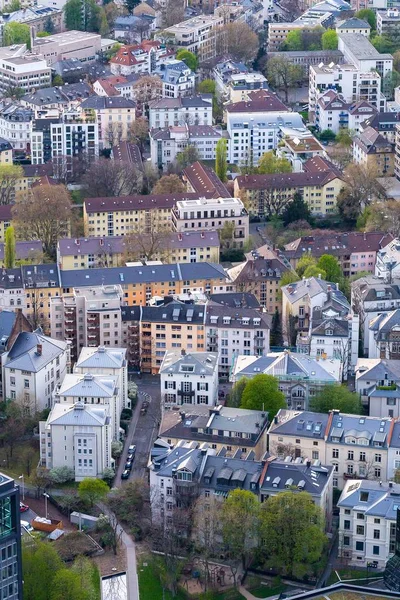 Eine Vertikale Hochwinkelaufnahme Eines Stadtbildes Mit Vielen Häusern Frankfurt Deutschland — Stockfoto