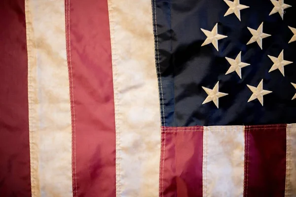 Ein Textil Mit Handarbeiten Das Die Nationalflagge Der Vereinigten Staaten — Stockfoto