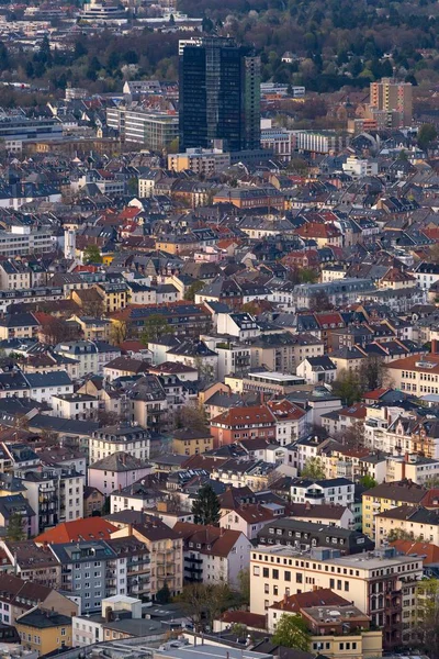 Alto Angolo Ripresa Paesaggio Urbano Con Sacco Edifici Francoforte Germania — Foto Stock