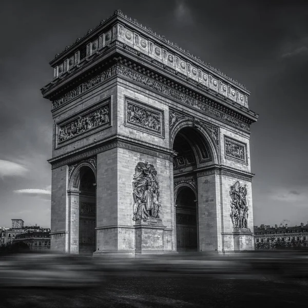 Paris França Julho 2008 Uma Imagem Escala Cinza Arco Triunfo — Fotografia de Stock