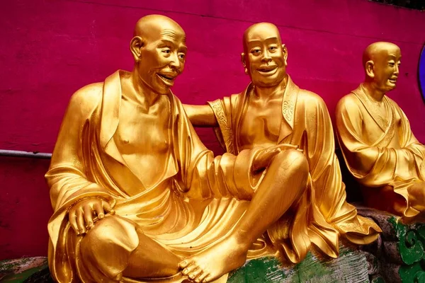 Золоті Статуї Монастирі Десять Тисяч Будд Гонконзі Китай — стокове фото