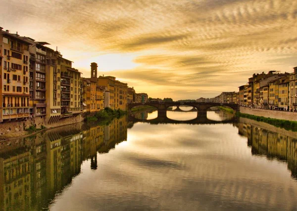 High Angle Shot Gloomy Piazzale Michelangelo Florence Reflections River — Stock Photo, Image