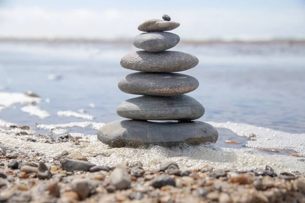 Beautiful Shot Stack Rocks Beach Business Stability Concept — Stock Photo, Image