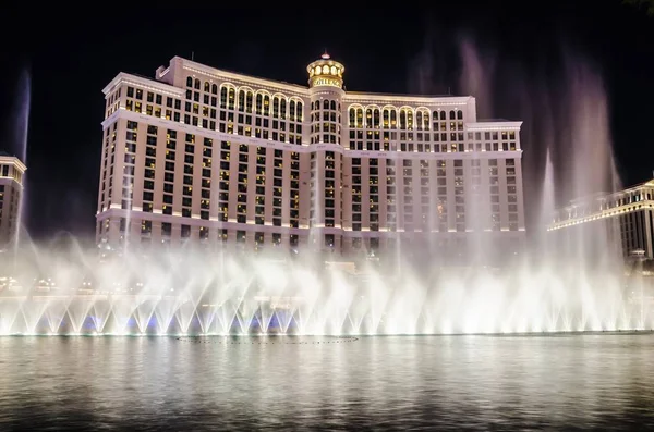 Las Vegas Stany Zjednoczone Listopada 2015 Bellagio Jego Fontanny Nocy — Zdjęcie stockowe