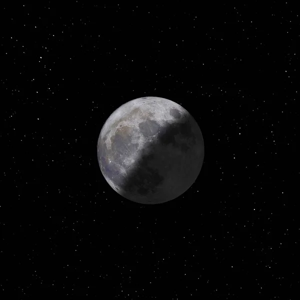 Close Lua Cheia Misterioso Céu Escuro Com Estrelas Brilhantes — Fotografia de Stock