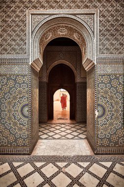A vertical shot of the inside of the famous Telouet Kasba in Morocco clipart