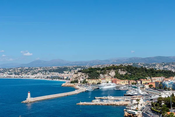 Beautiful Aerial Shot Port Nice Surrounded Mountainous Scenery France — ストック写真