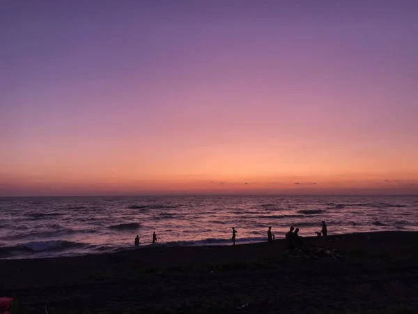 Krásný Snímek Barevného Západu Slunce Oblohy Pláži Vesnice Shekhvetili Gruzii — Stock fotografie