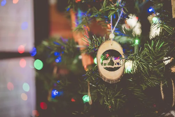 Крупним Планом Різдвяний Дерев Яний Орнамент — стокове фото