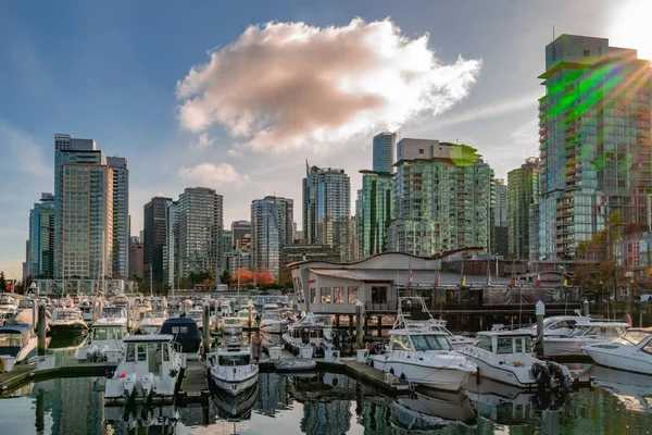 Vancouver Kanada Listopadu 2019 Vysokoúhlý Záběr Lodí Zaparkovaných Uhelného Přístavu — Stock fotografie