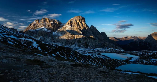 Uno Scatto Panoramico Della Montagna Dreischusterspitze Nelle Alpi Italiane Durante — Foto Stock