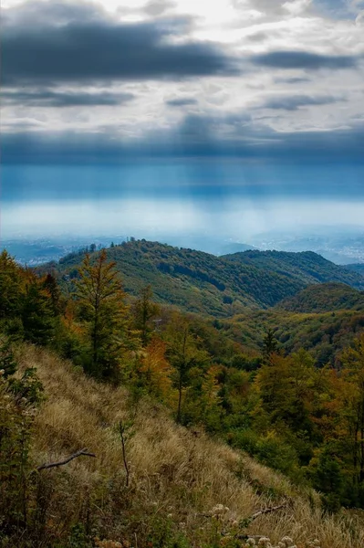 Tiro Vertical Outono Montanha Medvednic Zagreb Croácia — Fotografia de Stock