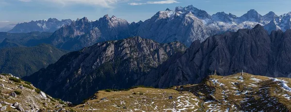 Een Panoramisch Beeld Van Berg Cadini Misurina Italiaanse Alpen — Stockfoto