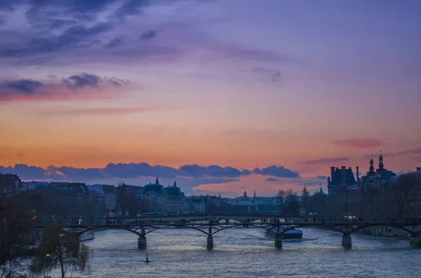 Tramonto Mozzafiato Sulla Senna Francia — Foto Stock