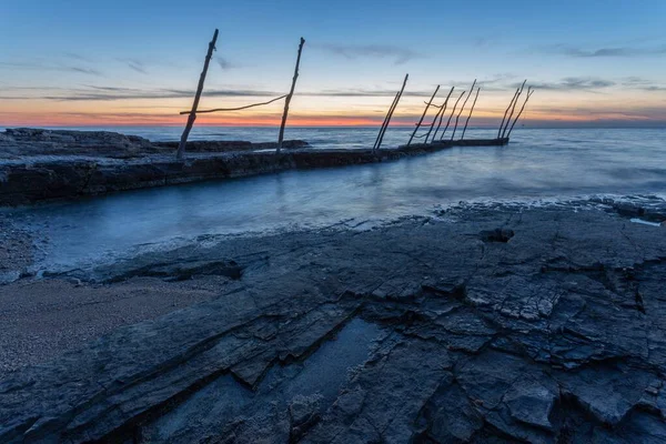 Pier Beautiful Sunset Sky Adriatic Sea Savudrija Istria Croatia — ストック写真