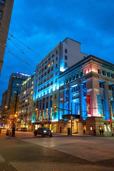 Downtown Vancouver à noite — Fotografia de Stock