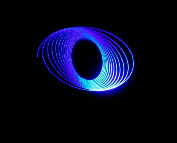 Sentiero a cerchio chiaro al neon blu vettoriale su sfondo nero - ottimo per uno sfondo fresco — Foto Stock