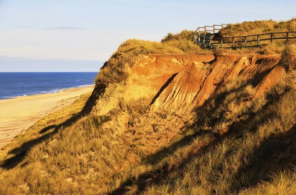 Les Rochers Côte Red Cliff Sylt Allemagne Recouverts Par Les — Photo