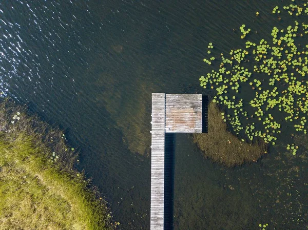 Aerial Shot Wooden Pathway Water — Stock Photo, Image