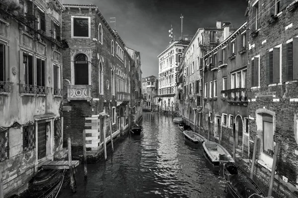 Schwarz Weiß Foto Von Kanälen Venedig Italien — Stockfoto