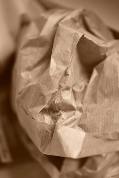 Vertical Closeup Shot Crumpled Beige Paper Bag — Stock Photo, Image