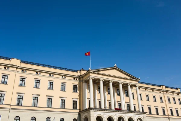 Flachbild des königlichen Palastes von Norwegen unter dem klaren blauen Himmel — Stockfoto