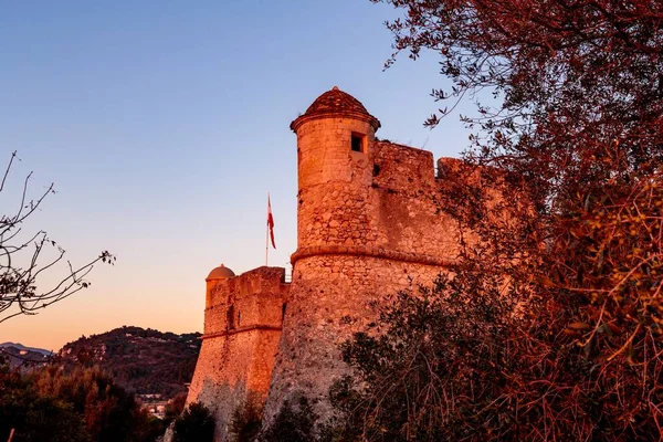 Colpo Angolo Basso Del Castello Nizza Francia Riviera Francese Circondata — Foto Stock