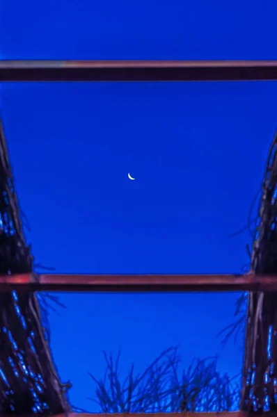 Beau plan vertical de la beauté appelée Lune quittant le ciel tôt le matin — Photo