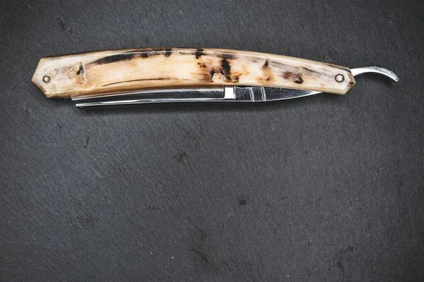 Duże Ujęcie Kąta Noża Bowiego Czarnej Powierzchni — Zdjęcie stockowe