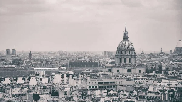 Eine Graustufenaufnahme Der Ansicht Von Paris Mit Dem Pantheon Und — Stockfoto