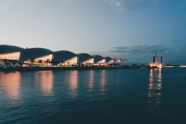 The twilight and the lights from the Museum of Amanha in Rio de Janeiro