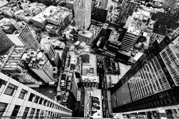 Een Grijze Luchtfoto Van Gebouwen Straten New York City Verenigde — Stockfoto