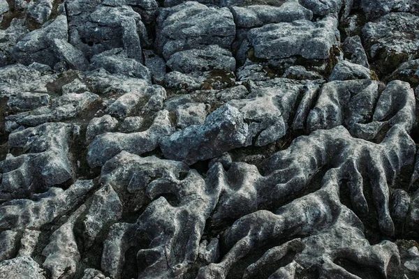 Close-up shot van zwarte rotsformaties naast elkaar — Stockfoto