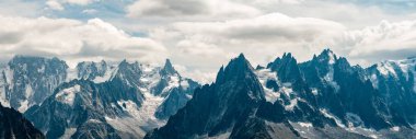 Panorama of the mountains above Chamonix, the Mont Blanc massif and Valee Blanche clipart