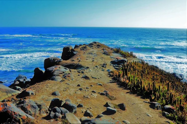 Гарний Знімок Океанічних Хвиль Рухаються Берега Створюючи Ідеальні Пейзажі Відпочинку — стокове фото