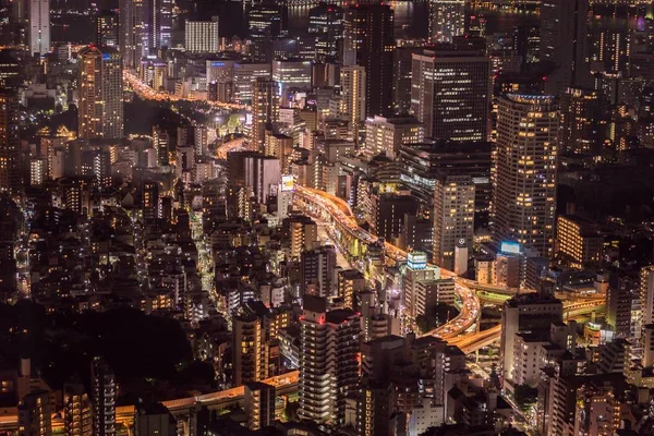 日本の東京の夜の光の高角度ショット — ストック写真