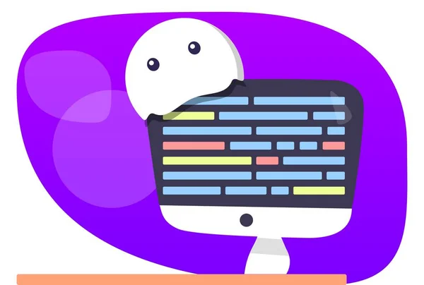 Clip art of a face sitting on a computer screen with a purple background with circles. — Foto de Stock