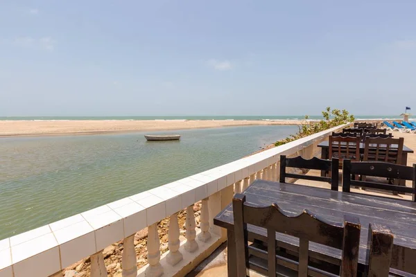 Eine Nahaufnahme Eines Cafés Senegal Mit Dem Meer Und Einem — Stockfoto