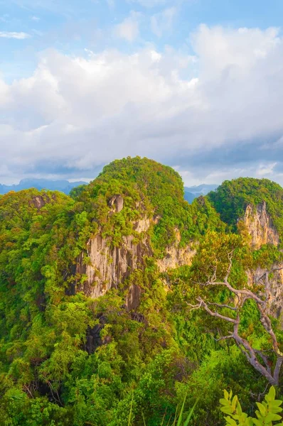 Alto ángulo de tiro de la zona que rodea el histórico Templo de la Cueva del Tigre, Krabi, Tailandia, Asia — Foto de Stock