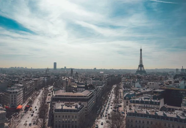 Eine Hochauflösende Aufnahme Einer Szene Paris Vom Triumphbogen Aus — Stockfoto