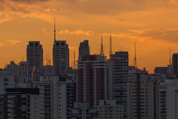 Paulo Şehrinin Sunset Teki Güzel Manzarası — Stok fotoğraf