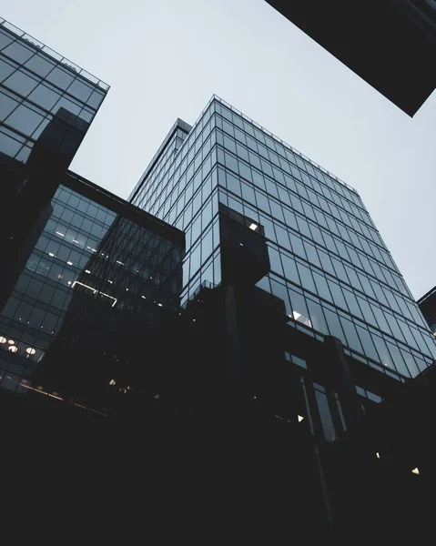 Uma Foto Vertical Baixo Ângulo Edifício Negócios Moderno — Fotografia de Stock