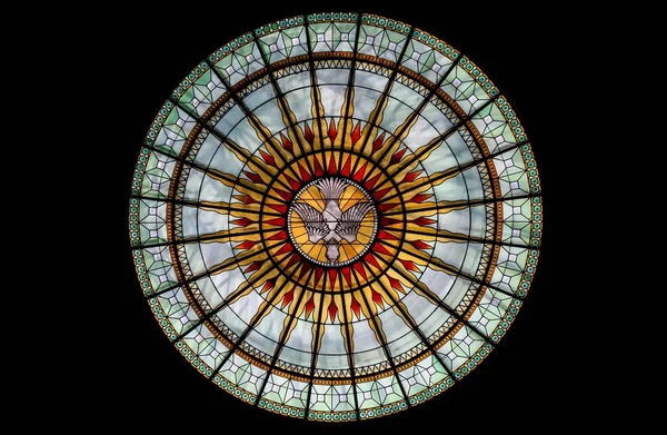 Stained Glass Roofing Church Vitral Potin Lyon France Black Background — Stock Photo, Image