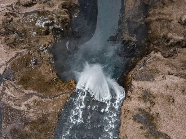 Uma Visão Panorâmica Uma Das Mais Altas Cachoeiras Reykjavik Islândia — Fotografia de Stock