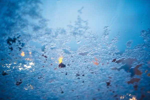 冷冰冰的窗户 有冰冷的质地 很适合放在凉爽的背景或壁纸上 — 图库照片