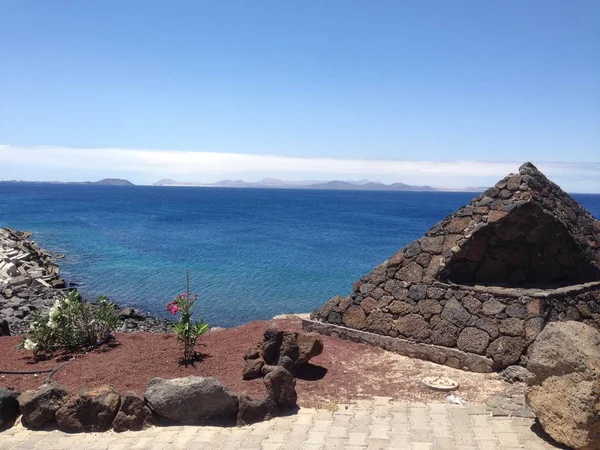 Papagayo Beach Lanzarote Island Mountains Background Canary Islands — Stock Photo, Image