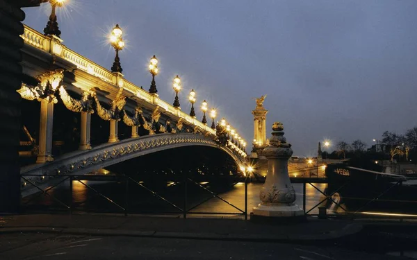 Paris França Maio 2019 Bela Ponte Dourada Paris Durante Pôr — Fotografia de Stock